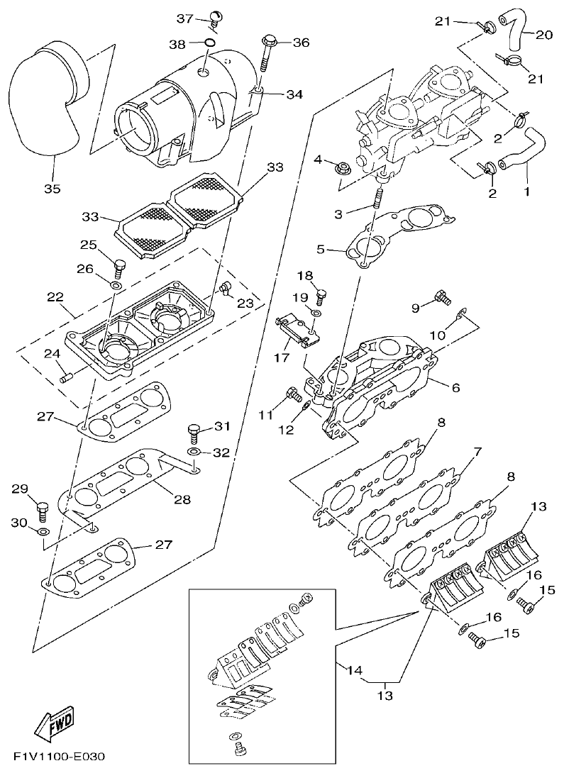 Yamaha F3D3 INTAKE parts diagram